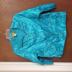 18W Ruby Rd blue-green shiny jacket zip front
